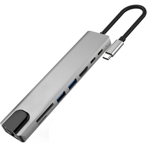 8 In 1 Ethernet Sd USB Type C Hub Hdmı Girişli Macbook Çevirici ürün görseli 1