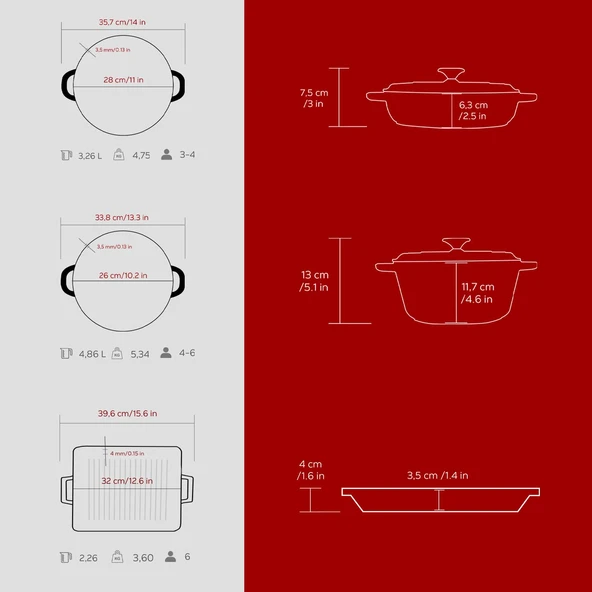 LAVA Bordo 5'li Döküm Tencere & Izgara Tava Seti – Zarafet ve Gücü Birleştiren Tasarım - Resim 5