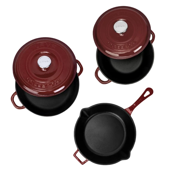 LAVA Döküm Bordo 5 Parça Set – Şıklık, Lezzet ve Gücü Bir Araya Getiren Tasarım - Resim 3