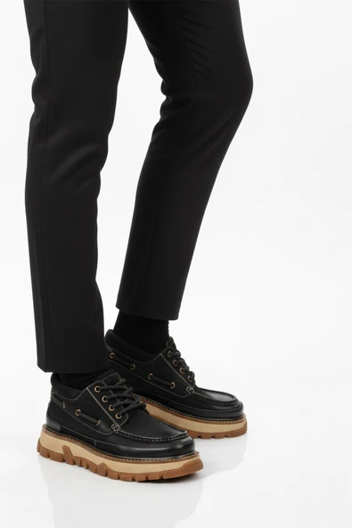 Guja Siyah Nubuk Hakiki Deri Yüksek Taban Erkek Casual Ayakkabı 25K550 M ürün görseli