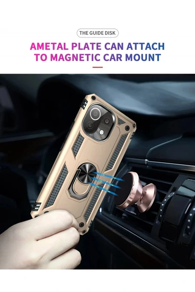 LitaeTrend Xiaomi Mİ 11 Lite Kılıf Sofya Yüzüklü Silikon Kapak - Gold - Resim 7