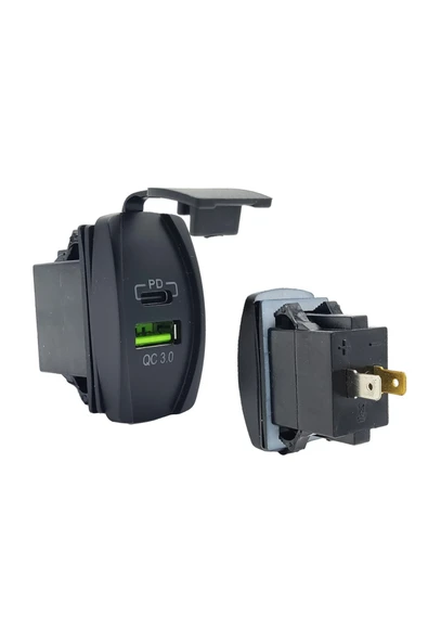 allestock CH-32 Su Geçirmez Tekne Araba USB QC 3.0 ve Type-C PD Araç Şarj Soketi ürün görseli 1