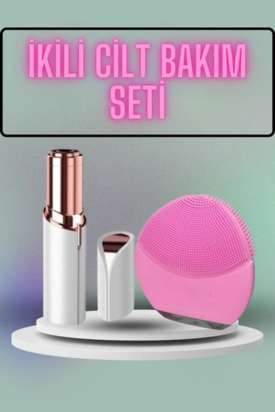 LitaeTrend KAŞ BIYIK VE YÜZ EPİLASYON ALETİ VE TİTREŞİMLİ YÜZ TEMİZLEME MASAJ ALETİ İKİLİ SET ürün görseli