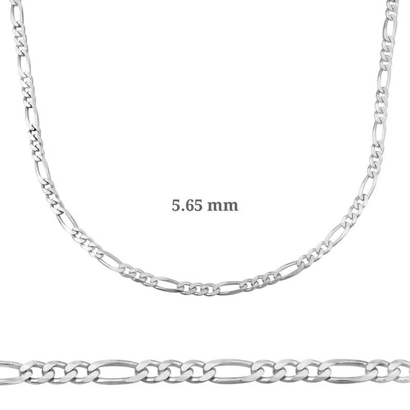 5.65 mm Gümüş Figaro Zincir - 160 mikron ürün görseli