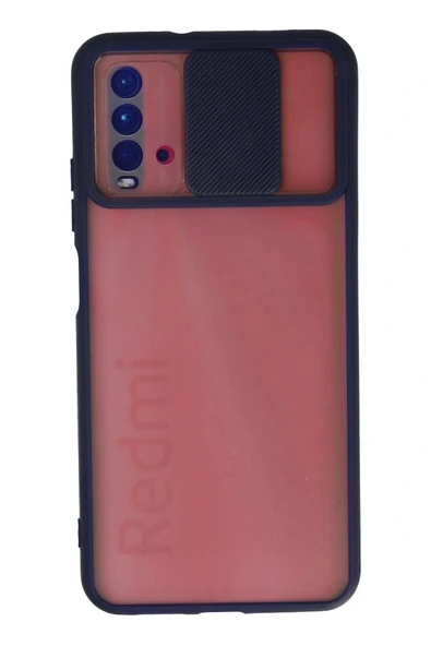 LitaeTrend Xiaomi Redmi 9T Kılıf Palm Buzlu Kamera Sürgülü Silikon - Lacivert ürün görseli 1