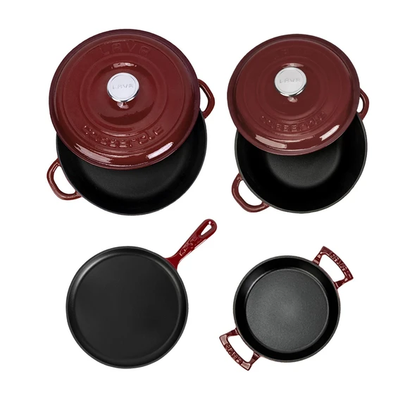 LAVA Döküm Bordo 6 Parça Tencere & Tava & Sahan Seti – Profesyonel Lezzet Evinde! - Resim 3