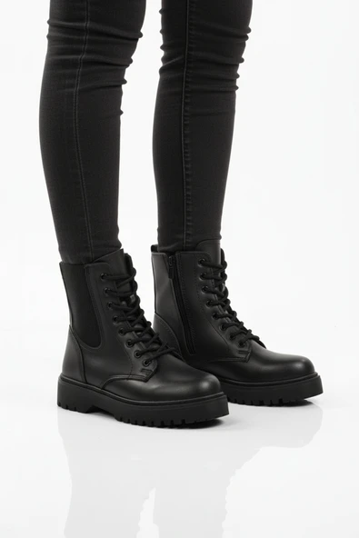 AYK'S Siyah Polarlı Kaymaz Soğuğa Dirençli Deri Çocuk Bot Tuno 07 F ürün görseli