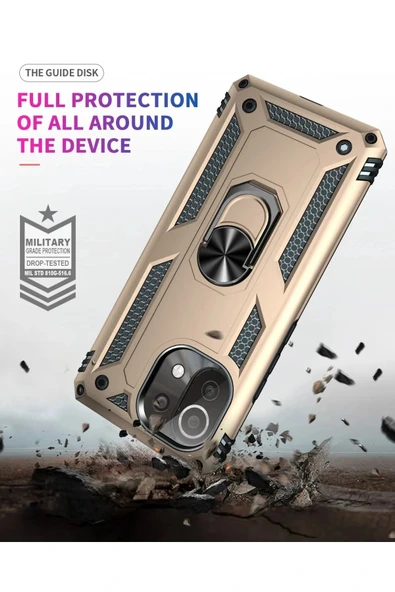 LitaeTrend Xiaomi Mİ 11 Lite Kılıf Sofya Yüzüklü Silikon Kapak - Gold - Resim 4