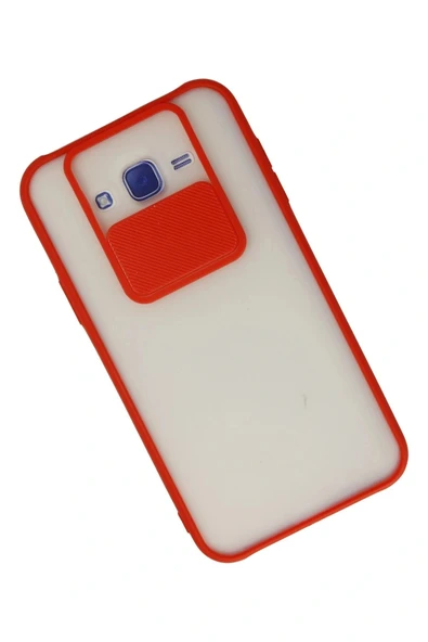 LitaeTrend Samsung Galaxy J7 Kılıf Palm Buzlu Kamera Sürgülü Silikon - Kırmızı - Resim 3