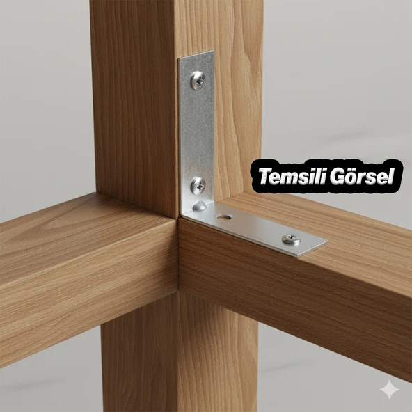 (25 ADET) Metal Köşebent 50x50x15 mm İnce L Demiri Gönye Mobilya Duvar Sabitleme Bağlantı Aparatı - Resim 5