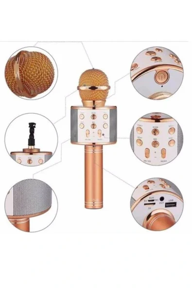 LitaeTrend Karaoke Mikrofon Dahili Hoparlörlü Sd-usb-aux Girişli Bluetooth Hoparlör - Resim 5