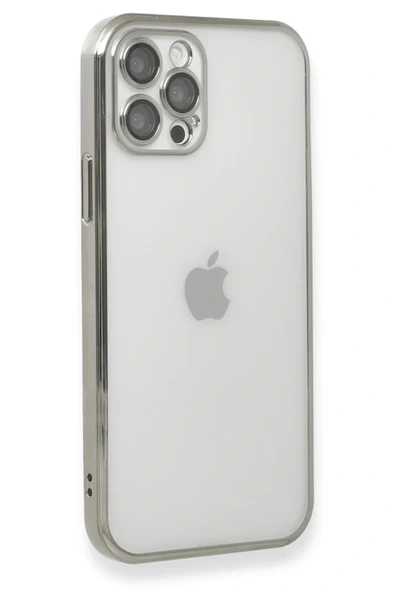 LitaeTrend iPhone 12 Pro Kılıf Lensli Silikon - Gümüş - Resim 3