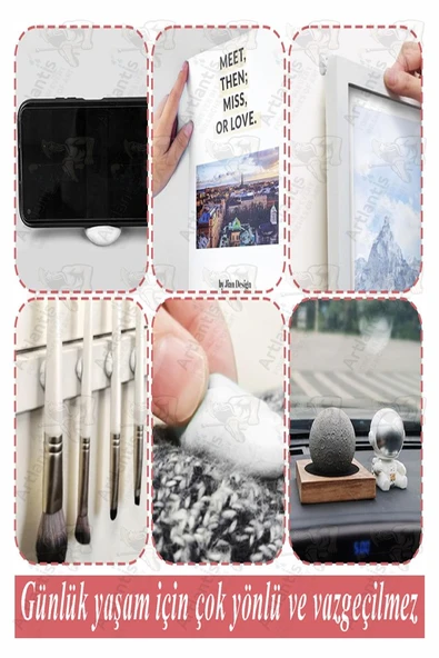 Hamur Yapıştırıcı Tack-it 50gr 2 Paket Silka 65 Parça Macun Sakız Yapıştırıcı Takıt Çerçeve Afiş Duvar İz Bırakmaz - Resim 5