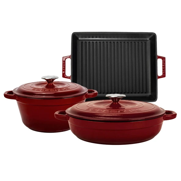 LAVA Bordo 5'li Döküm Tencere & Izgara Tava Seti – Zarafet ve Gücü Birleştiren Tasarım ürün görseli