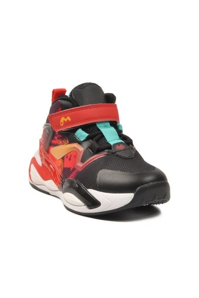 Marcokids Siyah Kırmızı Cırtlı Hafif Esnek Erkek Çocuk Spor Ayakkabı 161-T5411102 P - Resim 3
