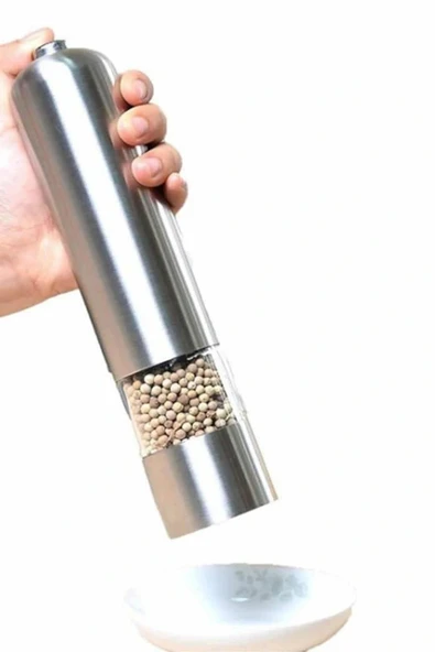 LitaeTrend Baharat Öğütücü Paslanmaz Ayarlanabilir Otomatik Pilli Işıklı Tuz & Karabiber - Resim 5