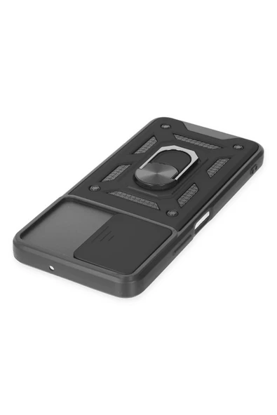 LitaeTrend Vivo Y16 Kılıf Pars Lens Yüzüklü Silikon - Siyah - Resim 4