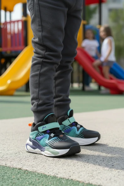 Marcokids Siyah Cırtlı Hafif Esnek Erkek Çocuk Spor Ayakkabı 161-T5411102 F - Resim 3