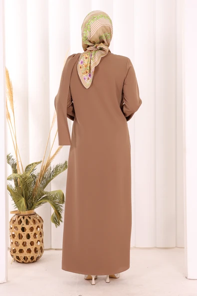 Tek Omuz Gold Toka Detaylı Tunik Pantolon Takım 8698 Kahverengi - Resim 4