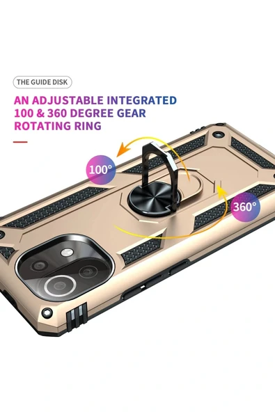 LitaeTrend Xiaomi Mİ 11 Lite Kılıf Sofya Yüzüklü Silikon Kapak - Gold - Resim 5