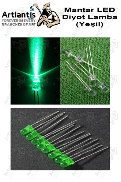 Yeşil Mantar Led Diyot Lamba 30 lu 1 Paket Yeşil 4.8 mm Mini Mantar Led Lamba Deney Bilim Proje Arduino Işığı - Resim 3