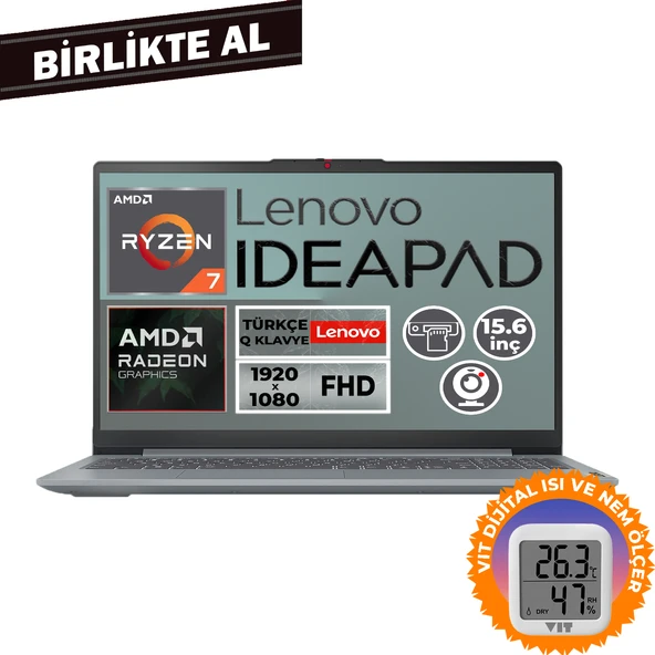 Lenovo IdeaPad Slim 3 Ryzen 7 5825U 16GB 512GB SSD 15.6" W11P Laptop + VIT Termometre 82XM00U4TX 012 ürün görseli 1