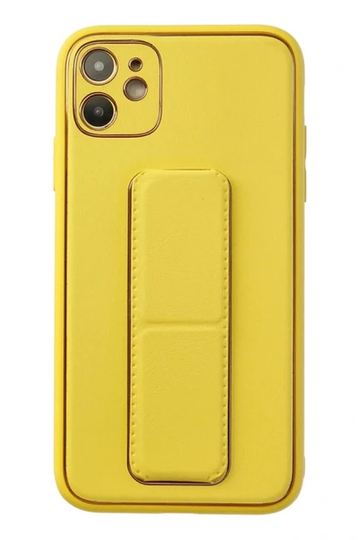 LitaeTrend iPhone 12 Kılıf Coco Deri Standlı Kapak - Sarı ürün görseli 1