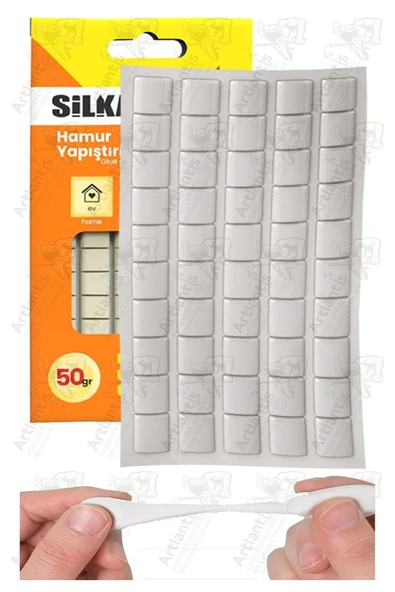 Hamur Yapıştırıcı Tack-it 50gr 1 Paket Silka 65 Parça Macun Sakız Yapıştırıcı Takıt Çerçeve Afiş Duvar İz Bırakmaz ürün görseli
