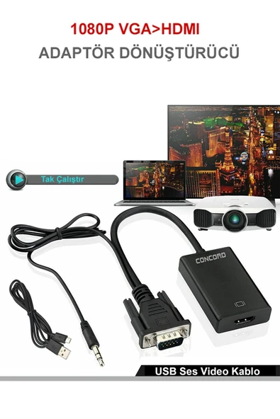 RAMTEK Concord 3.5 Mm Vga To Hdmı Dönüştürücü ( Htv ) - Resim 5