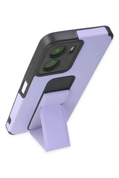 LitaeTrend Vivo Y16 Kılıf Mega Standlı Silikon - Lila - Resim 4