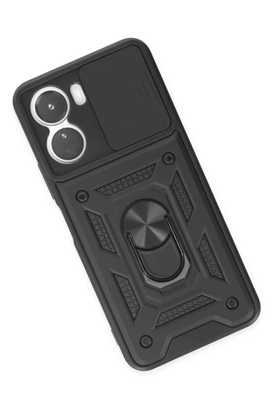 LitaeTrend Vivo Y16 Kılıf Pars Lens Yüzüklü Silikon - Siyah - Resim 3