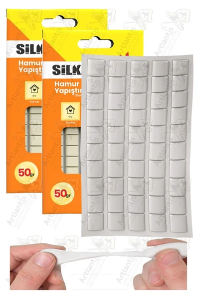 Hamur Yapıştırıcı Tack-it 50gr 2 Paket Silka 65 Parça Macun Sakız Yapıştırıcı Takıt Çerçeve Afiş Duvar İz Bırakmaz ürün görseli