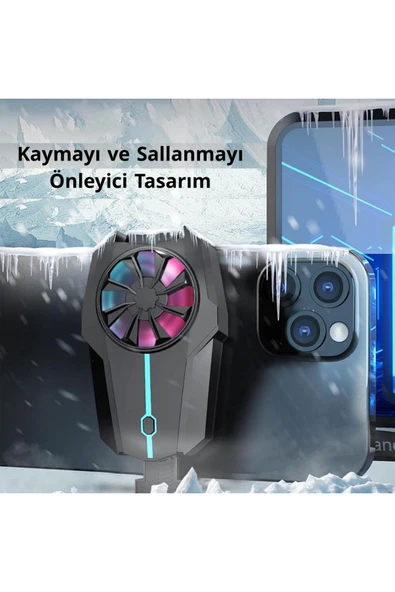 MetaForce Telefon Soğutucu Fan Hava Soğutmalı Cep Telefon Soğutucu Radyatör 3 Kademe 800Mah Bataryalı Şarjlı ürün görseli 1