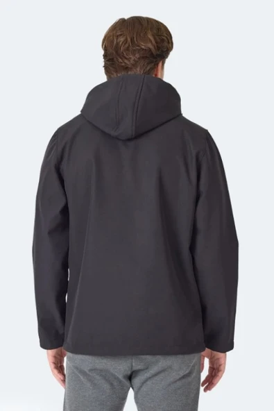 Slazenger Harmonic Erkek Siyah Softshell Kapüşonlu Fermuarlı Mont - Resim 6