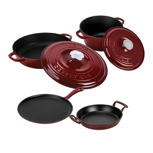 LAVA Döküm Bordo 6 Parça Tencere & Tava & Sahan Seti – Profesyonel Lezzet Evinde! - Resim 2