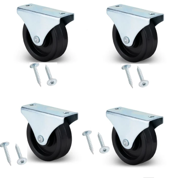 Sabit Tabanlı Masa Tekeri Sehpa ve Dolap Tekeri(Teker Çapı:28mm Yükseklik:40mm) 4 Adet ürün görseli