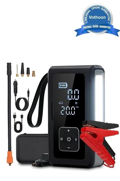 Multi Function Jump Starter Şarjlı Lastik Şişirme Pompası Akü Takviye Acil Durum Led Işık Powerbank ürün görseli
