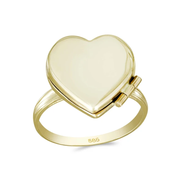 Altın Kalp Çerçeve Yüzük T075533 - Resim 2