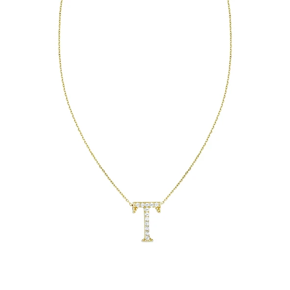 Altın T Harf Kolye T074224 ürün görseli 1