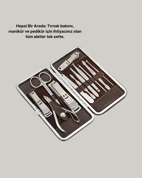 LitaeTrend Profesyonel Tırnak Bakım Seti Çelik Aletli Şık Deri Çantalı - Resim 4
