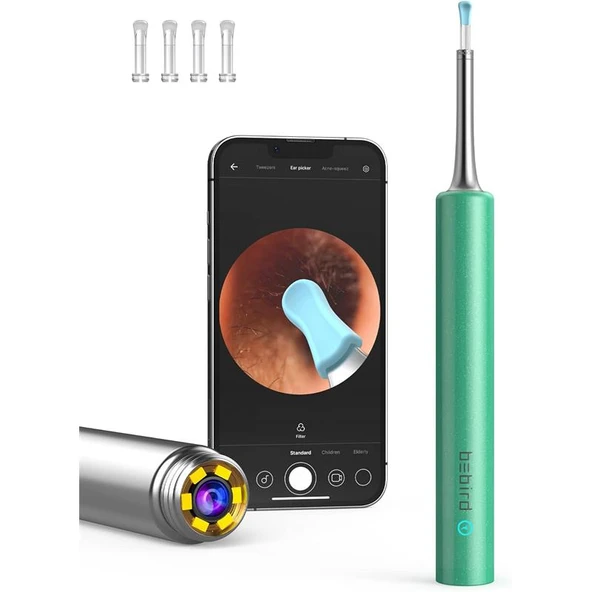 BEBIRD T5 3MP KAMERA 3.5MM LENS ŞARJLI WIFI GÖRÜNTÜLÜ KULAK TEMİZLEYİCİ YEŞİL RENK ürün görseli