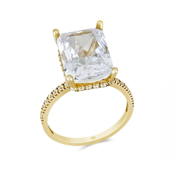 Altın Baget Taşlı Tektaş Yüzük T070309 ürün görseli 1