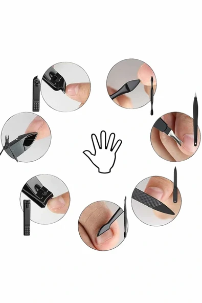 LitaeTrend 17 Parça El Ayak Bakım Seti Tırnak Temizleme Manikür Pedikür Cımbız Törpü Tırnak Makası - Resim 5