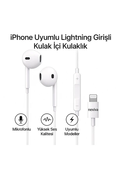 nexiva İPHONE Kulaklık Lightning Girişli Kulakiçi Kulaklık Earpods (Bluetooth Connect) - Resim 3