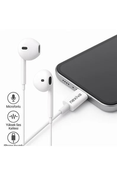 nexiva İPHONE Kulaklık Lightning Girişli Kulakiçi Kulaklık Earpods (Bluetooth Connect) - Resim 2