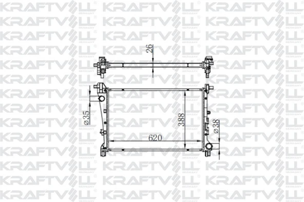 Fiat Motor Su Radyatoru Egea Cross 1,3 / 1,6 Mjet / 1,4 Benzinli (mt) (620*398*26) Brazıng - Kraftvoll 08040068 ürün görseli