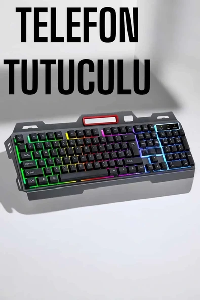 LitaeTrend Led Işıklı Oyuncu Klavye Usb Girişli RGB Işıklı Q Klavye Mouse Hediyeli - Resim 5