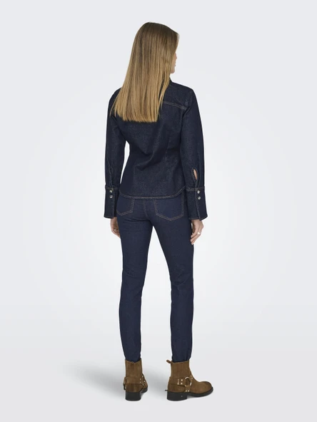 ONLY Bayan Uzun Kollu Kot Gömlek 15359156 - Resim 3