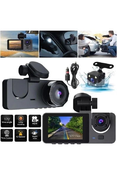 LaraThec Üç Kameralı Ön Iç Arka Araç Içi Kamera Wifi Viidure App Mpıa CC38 64GB ürün görseli