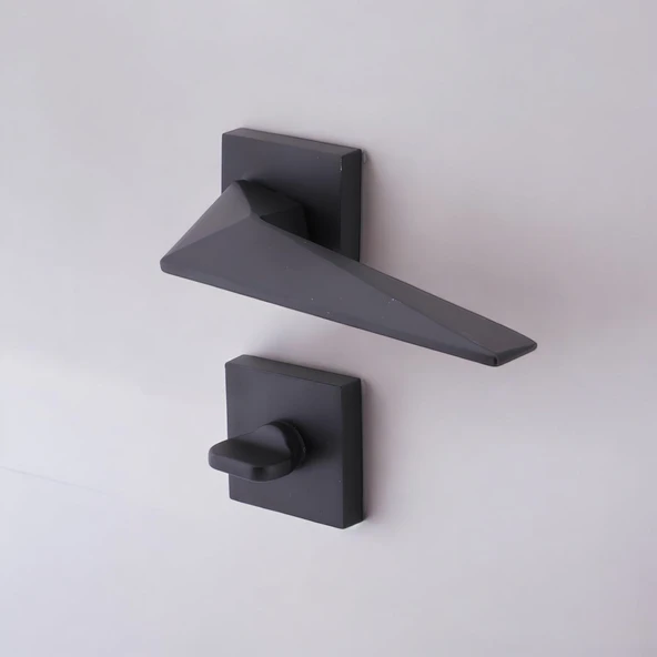 1 Takım WC Siyah Kapı Kolu Kare Rozetli Ev Kapı Kolları Kilitlenebilir Sağ Sola Uygun - Resim 5